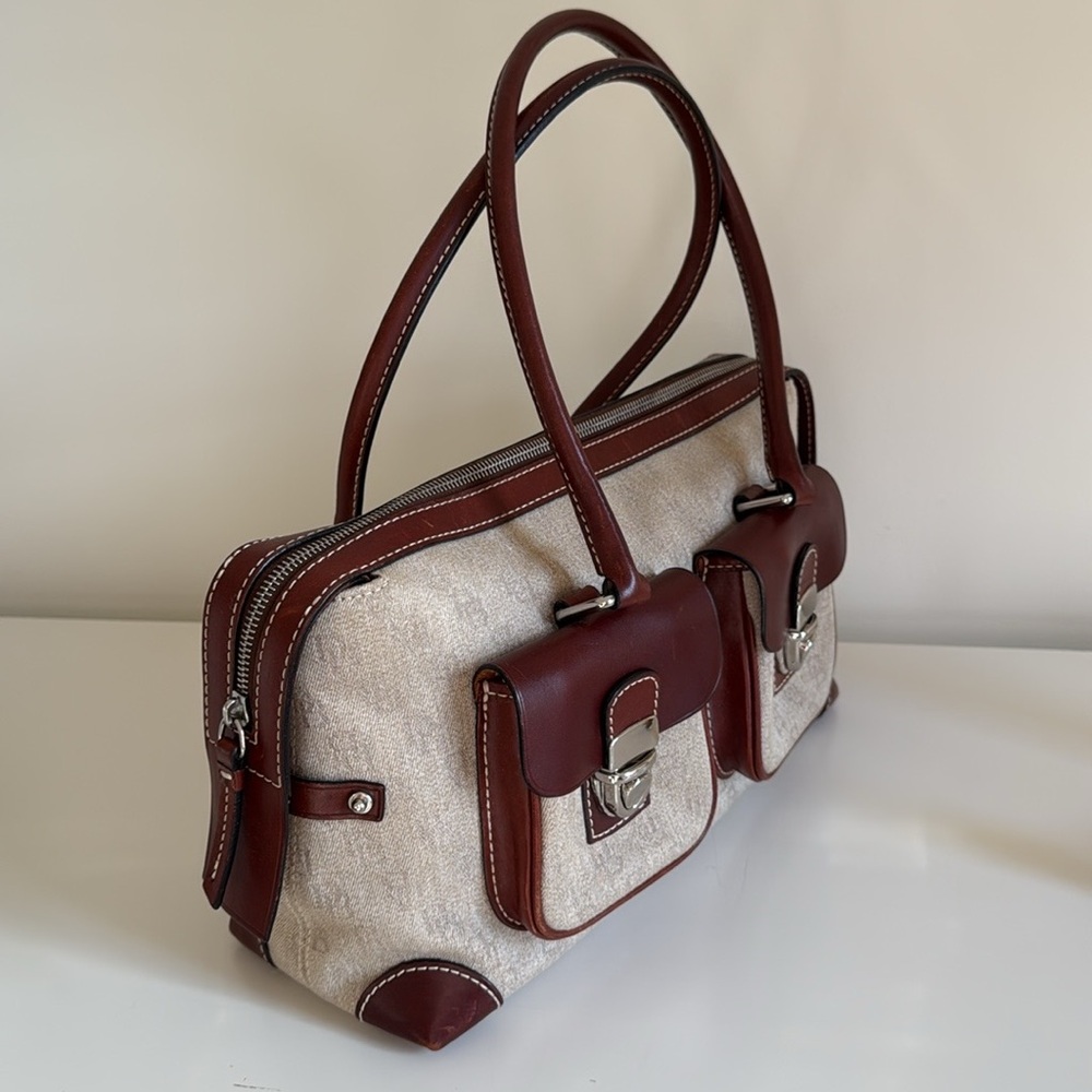 Dooney & Bourke Signature Anniversary Pocket Tote Saddle Brown Leather Handbag - Picture 9 of 16